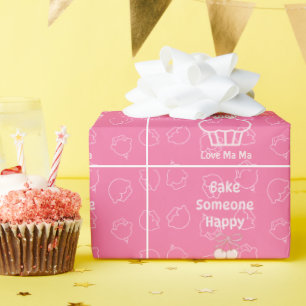 Pink bake someone happy wrapping paper