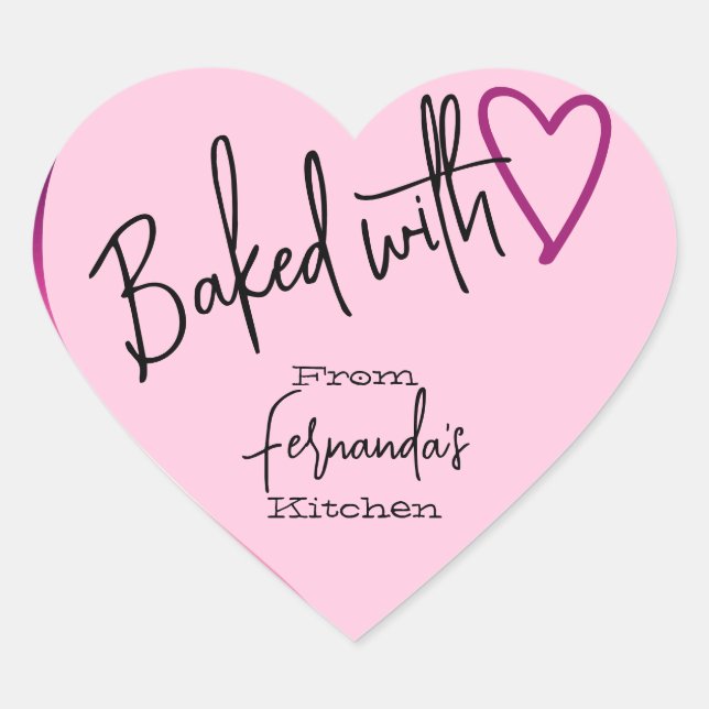 Pink Baked with Love Baking From The Kitchen Of Heart Sticker (Front)