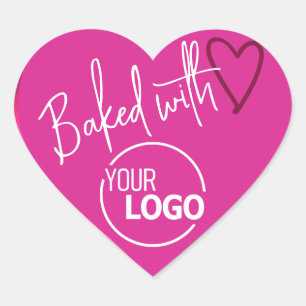 Pink Baked with Love Homemade Baking Logo Template Heart Sticker