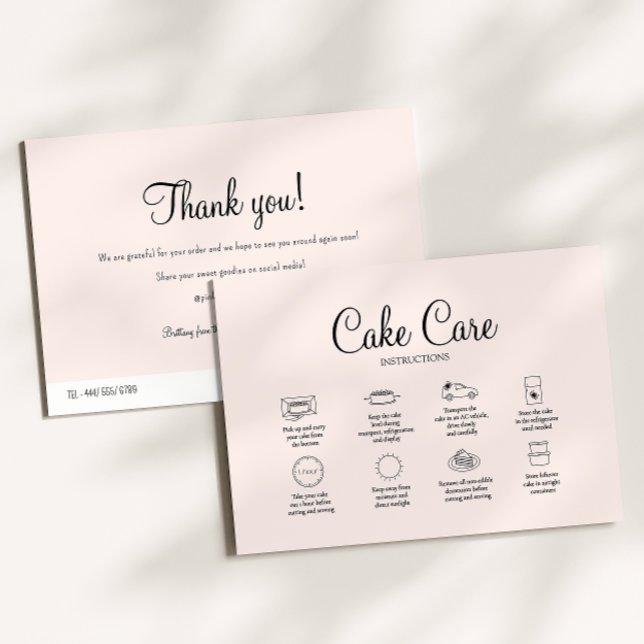 Pink Bakery Cake Care Instruction Card (Creator Uploaded)