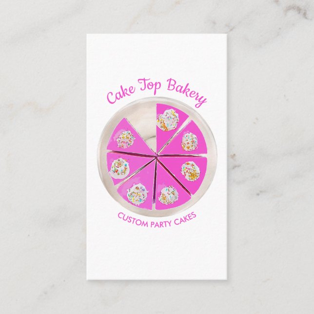 Pink Bakery Pastry Chef Berry Cheesecake Business Card (Front)