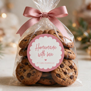 Pink Baking Business Homemade With Love Classic Round Sticker