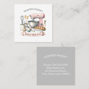 Pink Baking Mixer  Square Business Card