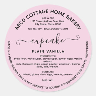 Pink Baking Modern Cupcake Cottage law Label