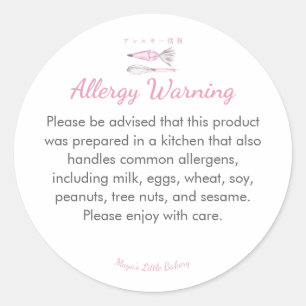 Pink Baking Utensils Allergy Warning Classic Round Sticker