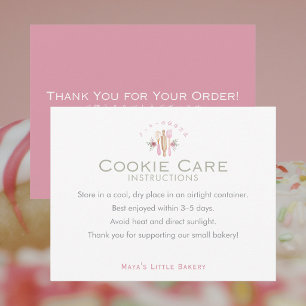 Pink Baking Utensils Cookie Care Instructions Thank You Card