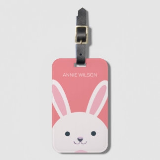 Pink Ball Cute Bunny Cartoon Personalised Luggage Tag