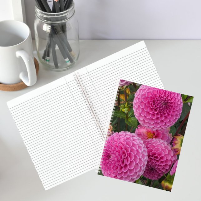 Pink Ball Dahlias Floral Notebook (In Situ)