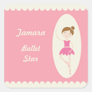 Pink Ballerina 1 Square Stickers