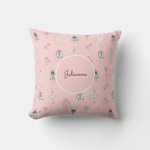 Pink Ballerina and Flowers Cushion