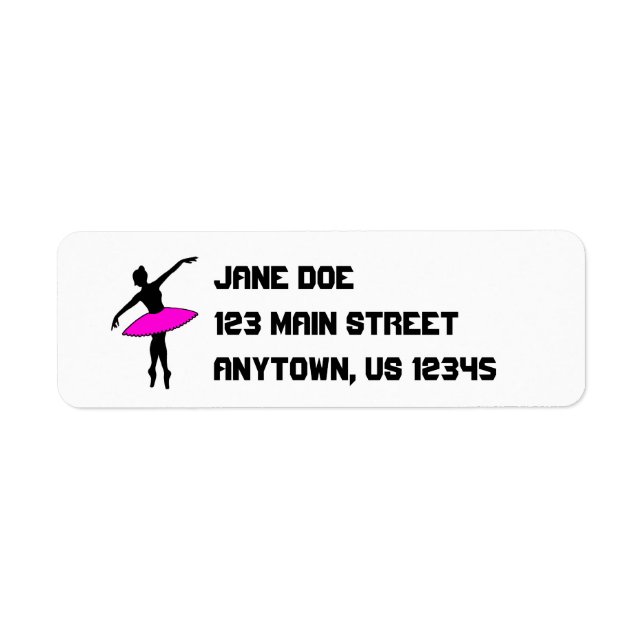 Pink Ballerina Ballet Dancer w/ Tutu Dance Labels (Front)