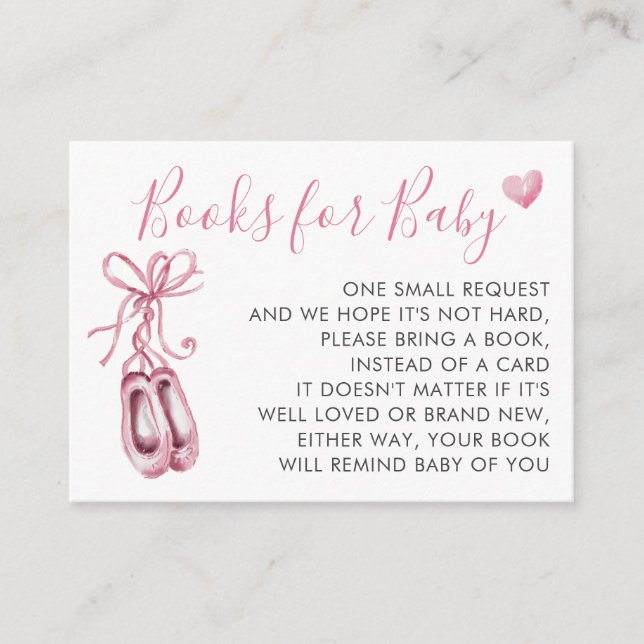 Pink Ballerina Ballet Shoes Girl Books for Baby Enclosure Card (Front)