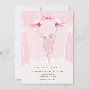 Pink ballerina birthday invitation