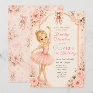 Pink Ballerina Birthday Party  Invitation
