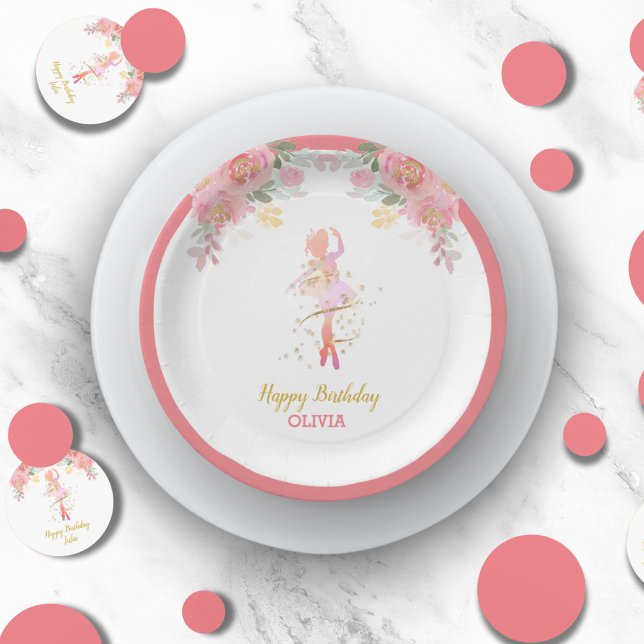 Pink Ballerina Birthday Party Shower Custom Paper Plate (Pink Ballerina Birthday Party Shower Custom Paper Plates)