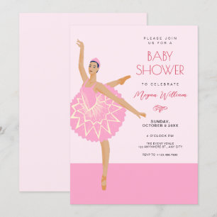 Pink Ballerina dance ballet baby shower Invitation