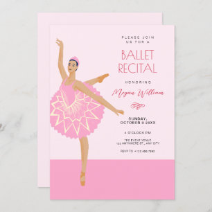 Pink Ballerina dance ballet recital Invitation