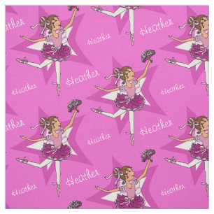 Pink ballerina dark hair girl custom ballet fabric