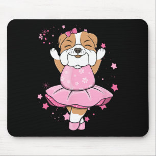 Pink Ballerina English Bulldog Dog Ballett In Tutu Mouse Pad