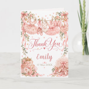 Pink Ballerina Floral Baby Shower Thank You Card