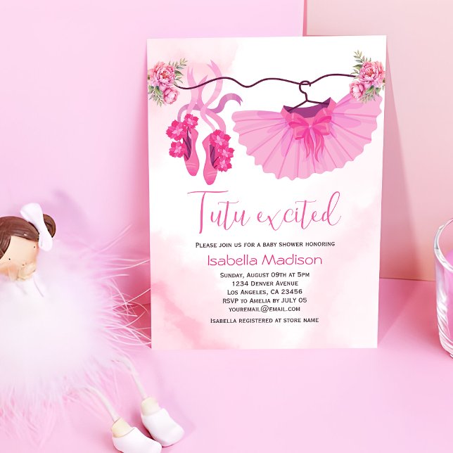 Pink Ballerina Girl Baby Shower Invitation (Creator Uploaded)