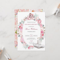Pink Ballerina Girl Birthday Invitation