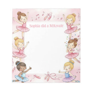 Pink Ballerina Personalised Mitzvah Note pad