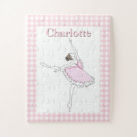 Pink Ballerina Personalised Puzzle Chequered Frame