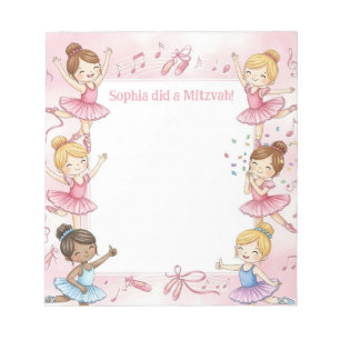Pink Ballerina Personalized Mitzvah Note pad