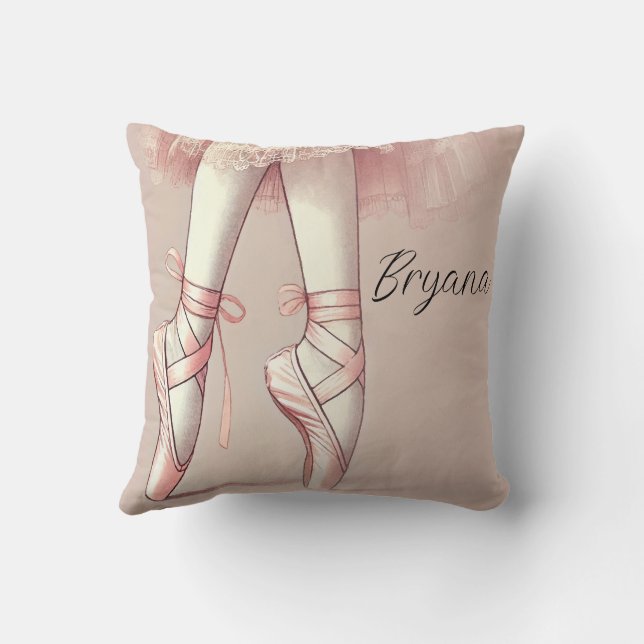 Pink Ballerina Pointed Toes Birthday Party Cushion (Back)