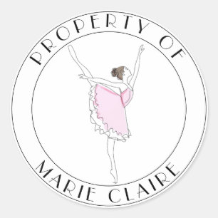 Pink Ballerina Property Of Name Belongings Sticker