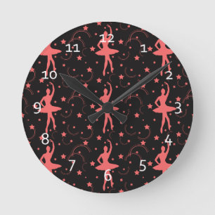 Pink Ballerina Round Clock