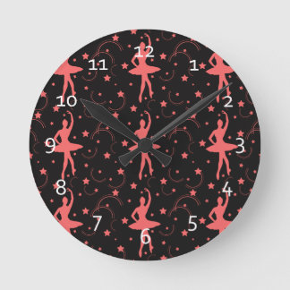 Pink Ballerina Round Clock