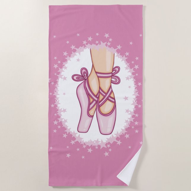 Pink ballerina shoes beach towel (Front)