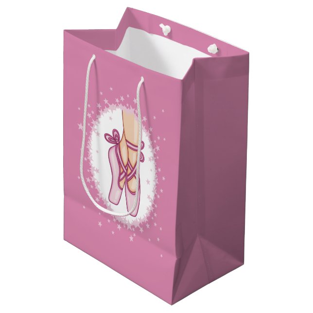 Pink ballerina shoes medium gift bag (Front Angled)