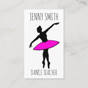 Pink Ballerina Silhouette Ballet Toe Dance Teacher Business Card
