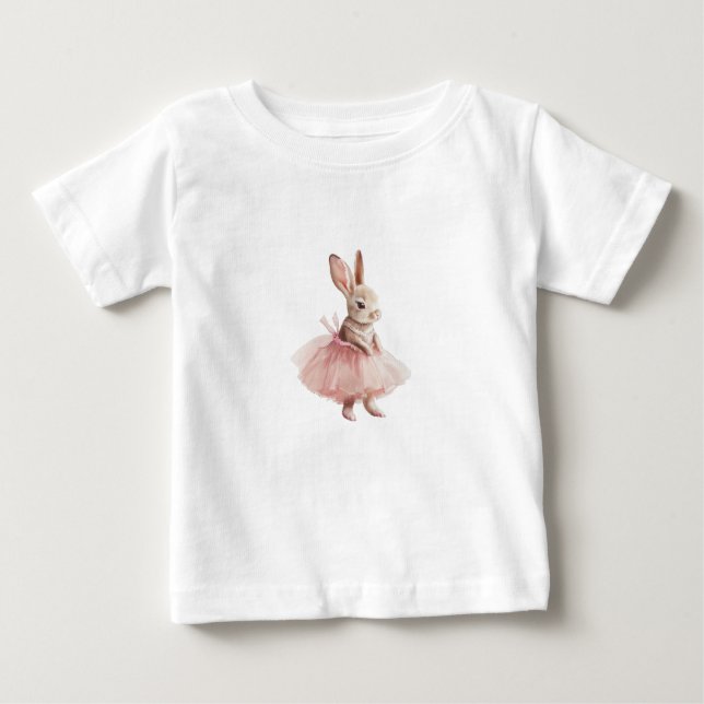 Pink Ballerina Some Bunny Birthday Baby T-Shirt (Front)