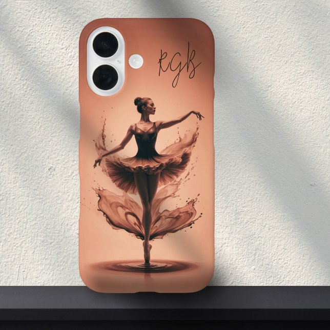 Pink Ballerina Splash Custom Initials Ballet  Case-Mate iPhone Case (Creator Uploaded)