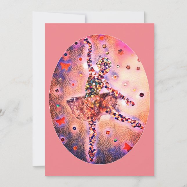 Pink Ballerina Sugar Plum Fairy Nutcracker Dancer Holiday Card (Front)