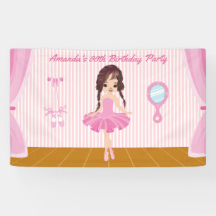 Pink Ballerina themed Birthday Party personalised Banner