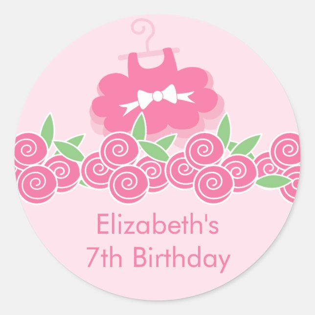 Pink Ballerina Tutu Dance Birthday Party Sticker (Front)