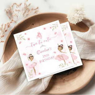 Pink Ballerina Two Tu Cute 2nd Birthday Napkins