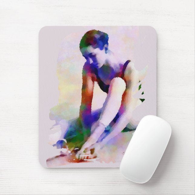 Pink Ballerina Watercolor Contemporary Art Mouse Pad (With Mouse)