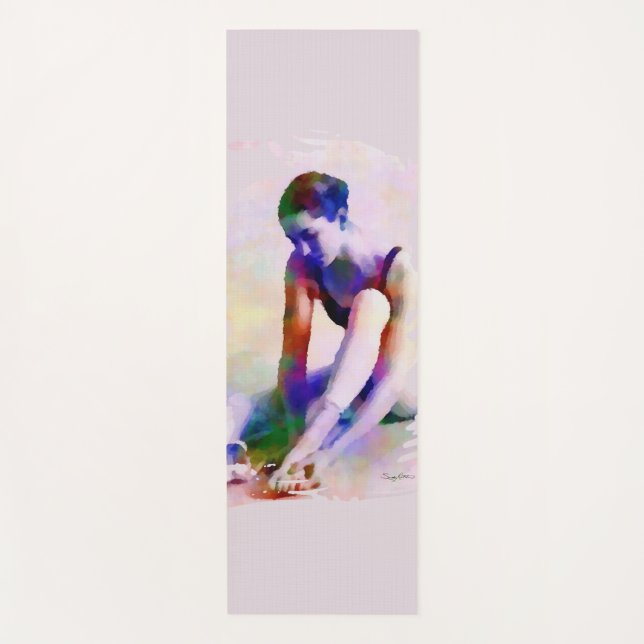 Pink Ballerina Watercolor Contemporary Art Yoga Mat (Front)