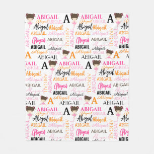 Pink Ballerinas with Name and Monogram Collage Fleece Blanket