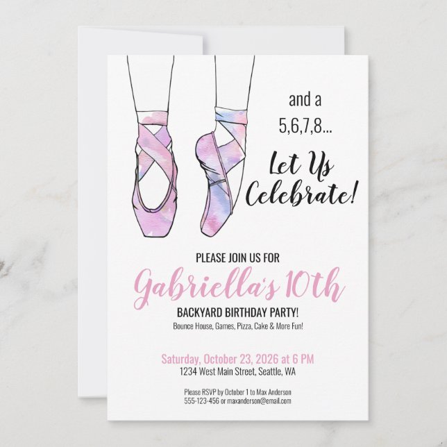 Pink Ballet Birthday Party Invitation (Front)