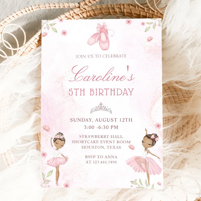 Pink Ballet Dancer Ballerina Birthday Invitation (Creator Uploaded)