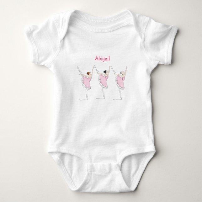 Pink Ballet Dancers Baby Bodysuit (Front)