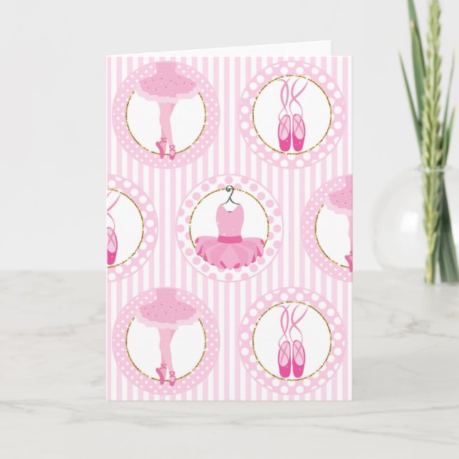 Pink Ballet Dancing - Ballerina Tutu Dancer Card (Front)
