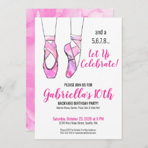 Pink Ballet Girl's Birthday Party Invitation